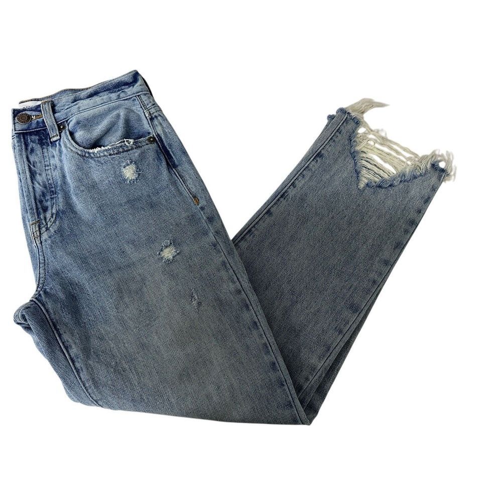 Pistola Jeans Women 25‎ Blue Denim Cotton Distressed Skinny Medium Wash